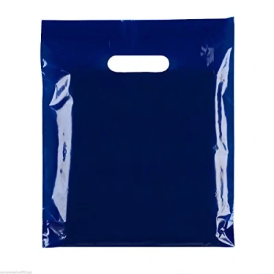 Image of 100XBLUE Heavy Duty Colored Plastic Carrier Bags Party Gift in 3 Sizes (10&#039;&#039;X12&#039;&#039;(25x30cm))