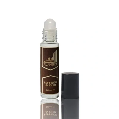 Image of Al Aneeq Saffron &amp; Oud Fragrance Oil Attar Perfume for Men Notes of Agarwood Smoke Fruit Citrus Vanilla Wood Green Undertones Travel Size Alcohol Free (10ml)