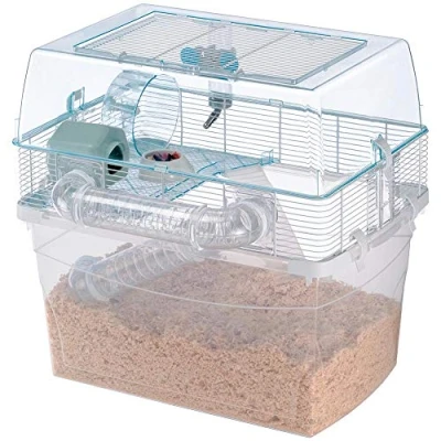 Image of Ferplast DUNA SPACE Large Hamster Cage Elevated Multi Level Design with Transparent Viewing Area, Tunnel System, Exercise Wheel &amp; Accessories Easy Access Cleaning, 57.5x47.5xh54.5cm