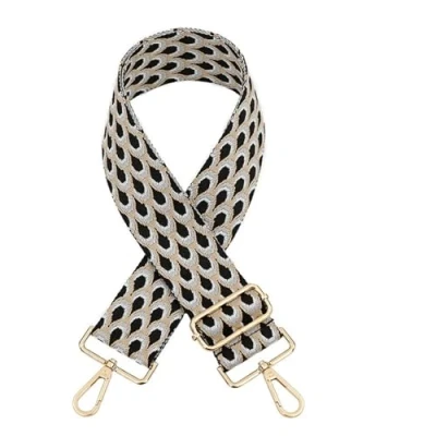 Image of LYHYDMA Purse Straps Replacement Colorful Jacquard Bag Strap 5CM Wide Handbag Belts Shoulder For Bags Adjustable Accessories Crossbody Strap(Black,Silver buckle)