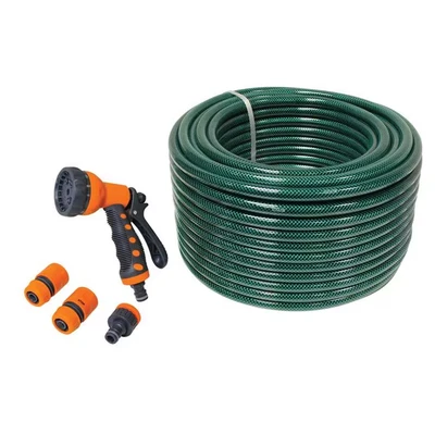 Image of Faithfull FAIHOSE50AV Reinforced Hose Kit 50M (164ft) with 3 Fittings and Multipattern Spray Gun