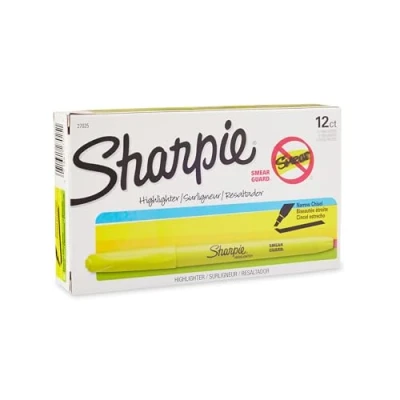 Image of Sharpie Accent Pocket Highlighters, Chisel Tip, Fluorescent Yellow, 12 Count