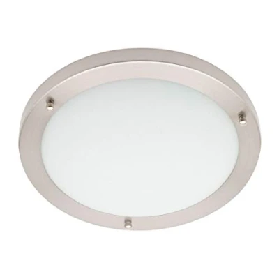 Image of LITECRAFT Mari Ceiling Light Large Bathroom Flush IP44 Fitting Satin Nickel