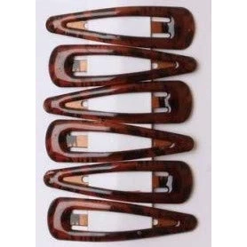 Image of La Peach Fashions Regular Plain 5 cm Epoxy Sleepies Hair Clips Slides Snap (Tort)
