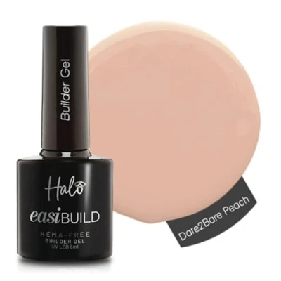Image of Halo Easibuild Builder Gel 8ml Dare 2 Bare Peach. UV/LED For Nails, Natural Growth &amp; Nail Strengthener. Nude Peach Art Professional Manicure Repair