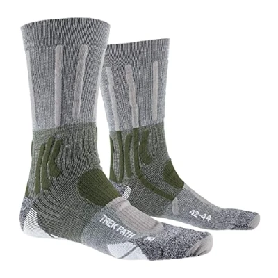 Image of X Socks Men Trek Path Dolomite Grey/Forest Green, 35 38