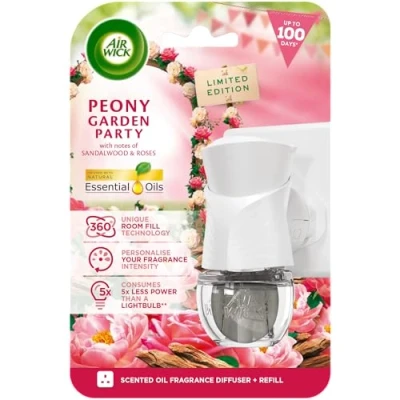 Image of Air Wick Plug in Diffuser Kit, Peony Garden Party, 1 Device &amp; Refill (19ml), Long Lasting Fragrance, Lasts up to 100 days, freshener