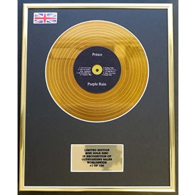 Image of PRINCE/MINI GOLD DISC DISPLAY/LIMITED EDITION/COA/PURPLE RAIN