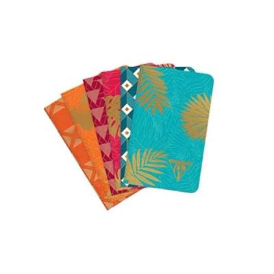 Image of Clairefontaine 194086C A Neo Deco &#039;&#039;mid season&#039;&#039; thread stitched notebook 48 ivory pages 7.5x12 cm 90g lined, gold printed laminated card cover, random visual