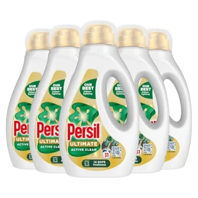 Image of Persil Ultimate Liquid Detergent Outstanding Stain Removal Effective in Quick and Cold Washes with 14 Days of Lasting Freshness 31 Washes, 837ml (Buy 5, Active Clean)