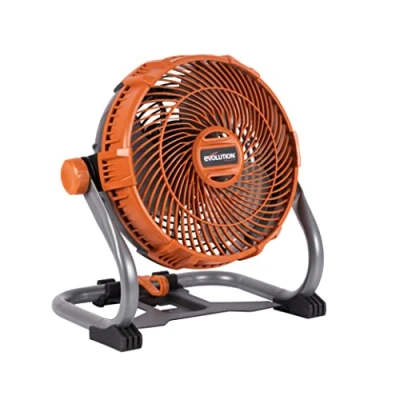 Image of Evolution Power Tools R240FAN Li 240mm Portable Cordless Work Fan Quiet Cooling, Compact, Powerful 360⁰ Adjustable Pivot, 18v Ion, Battery Not Included