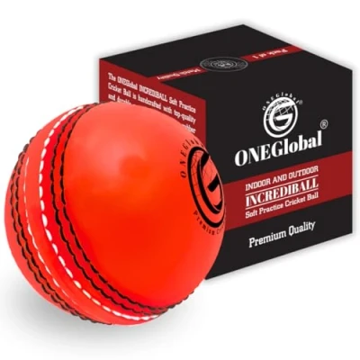 Image of ONEGlobal Incrediball Soft Practice Cricket Ball Outdoor &amp; Indoor Rubber With Core Stitched Seam For Honing Skills Family Fun (1 Orange)