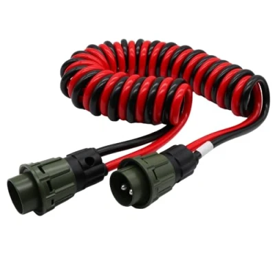 Image of SERTPLAS 2 pin 24V NATO cable, Spiral cable with plug, x 35 mm² 4 m Heavy Duty Twin military VG96917
