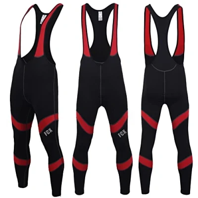Image of FCX Mens Cycling Bib Tight Pants Cold Wear Winter Thermal Bicycle Trouser Biking Padded (Small, Black Red)