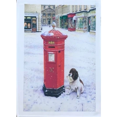 Image of Half a Donkey The Christmas Postbox large cotton tea towel