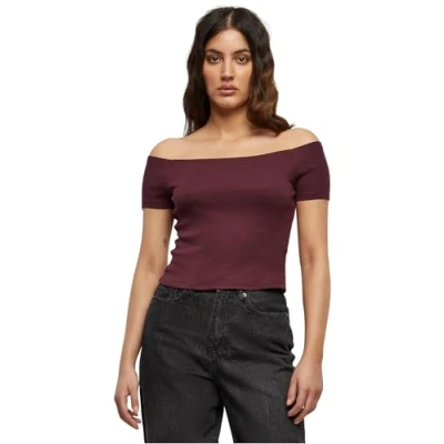 Image of Urban Classics OFF Shoulder Basic Tshirt, Women&#039;s, Size: XS, Redwine