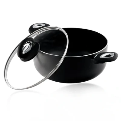 Image of Diamond collection Pendeford, 24 cm, Casserole Pot, Induction Base, Soft Grip Handle, Glass lid, Non Stick, Black, Multicolour, AP650