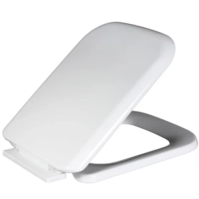Image of Hanra Square Toilet Seat, Soft Close Seat with Quick Removal Feature for Easy Cleaning, Standard White Adjustable Top Fix Installation Hinges, 445L x 340W
