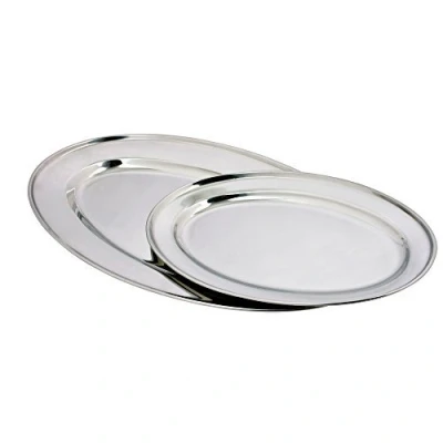 Image of Kosma Set of 2 Stainless Steel Oval Plates 25cm Serving Dish Meat Platter Rice Plate Trays