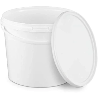 Image of BenBow bucket with lid 5l white 5x 5 liters food safe, stable, airtight, leak proof, odourless plastic handle empty