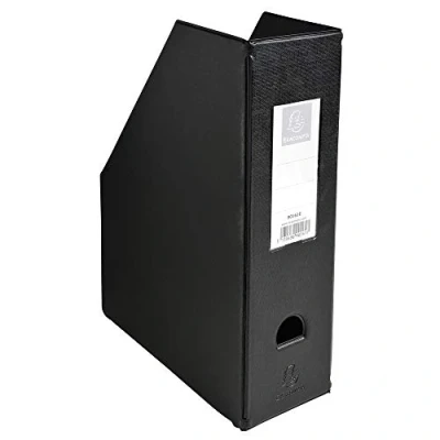 Image of Exacompta Ref 90161E PVC Magazine File Suitable for Storing A4 Documents,100mm Spine, Construction from 2mm Rigid PVC, Finger Hole &amp; Label on Spine Black