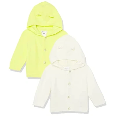 Image of Amazon Essentials Unisex Babies&#039; Hooded Sweater, Pack of 2, Ivory/Lemon Yellow, 18 Months