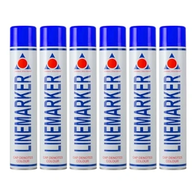 Image of Aerosol Solutions Line Marker, Grass and Road Spray Paint, Blue, 750 ml (Pack of 6)