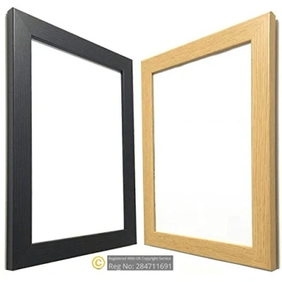 Image of Bargain Shop Az MODERN STYLE BLACK &amp; OAK FLAT SOLID WOODEN EFFECT PICTURE FRAMES PHOTO POSTER READY TO HANG OR STAND (80cm x 50cm, Oak)