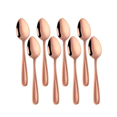Image of BISDARUN Coffee Spoon Tea Set 18/10 Stainless Steel 8 Pieces Rose Gold Dessert Small Spoons for Espresso 5,5 Inch(13,5 CM)