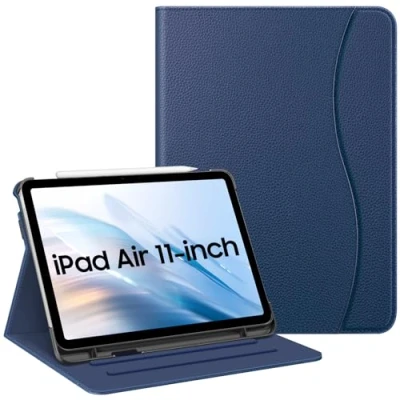 Image of FINTIE Case for iPad Air 11 inch (2024) M2, 6th / 5th 4th Generation (2024/2022/2022) [Multi Angle Viewing] Folio Stand Protective Cover with Pencil Holder &amp; Pocket, Navy