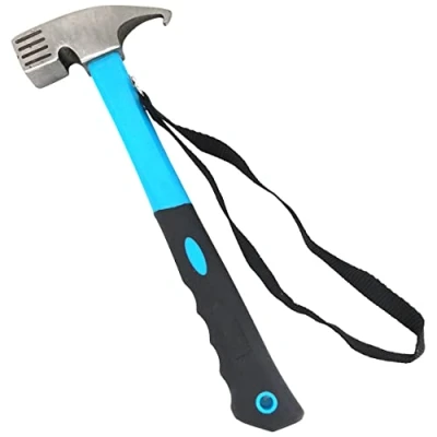 Image of Eidoct Camping Hammer Tent Peg Puller, Outdoor Multifunction High Carbon Steel Hook Angle Design Pegs Stake Nail Puller Remover with for Picnic (blue)