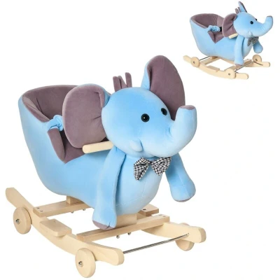 Image of HOMCOM New Plush Rocking Horse for Children Ride on Toy w/Wooden Wheels Songs Handle330 067BU
