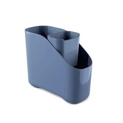 Image of Zeal Worktop Sink Tidy Organiser, Cutlery and Utelsil Pot Drainer, Provence Blue