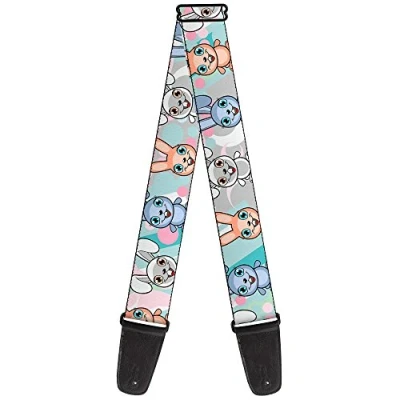 Image of Buckle Down Guitar Strap Cute Bunnies Multi Pastel 2 Inches Wide (GS W30387)