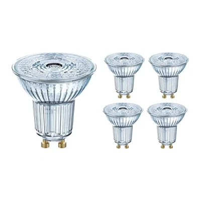 Image of Osram Parathom LED GU10 Spot Clear 4.5W 350lm 940 Cool White Dimmable Best Colour Rendering Set of 5 Replaces 50W