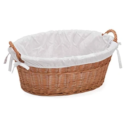 Image of Prestige Wicker Laundry Basket Lined, Willow, Natural, 60x43x23 cm