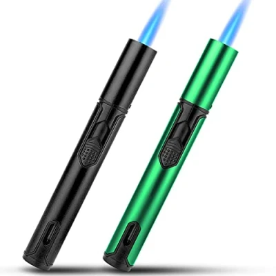 Image of Bbsisgo 2 Pack Jet Lighter, 6.0 inch Adjustable Flame Gas Refillable Windproof Long Stick Butane Torch Lighter. (Sold without Gas) (Black and Green)