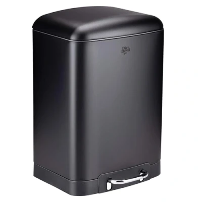 Image of Dirt Devil Pedal Bin 12 L Kitchen Waste with Soft Close Stainless Steel Removable Inner Bucket 27.5 x 25.5 40.2 cm Black