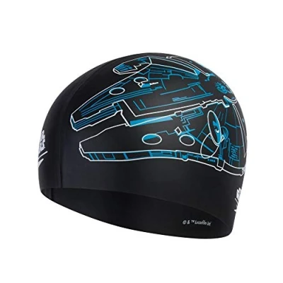 Image of Speedo Adult Unisex Star Wars Print Cap Falcon, Black/White/Blue
