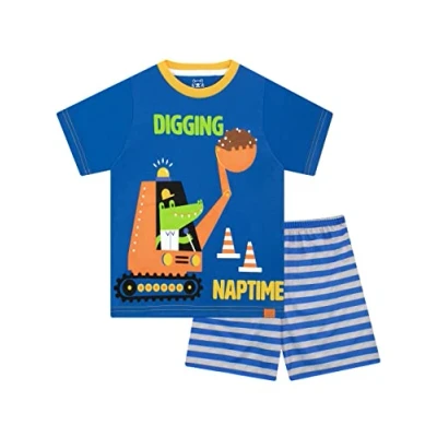Image of Harry Bear Boys Short Pyjamas Digger Blue 18 24 Months
