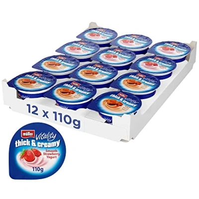 Image of Muller Vitality Thick &amp; Creamy Mixed Case Yogurts 12x110g