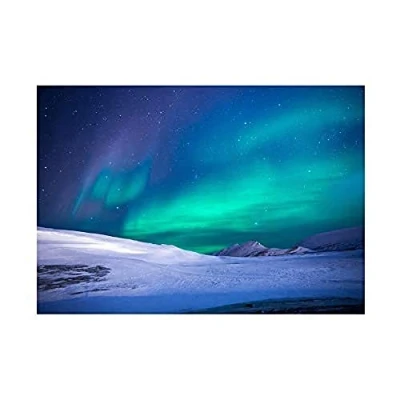 Image of Wee Blue Coo Photo Aurora Borealis Norther Lights Snow Wall Art Print