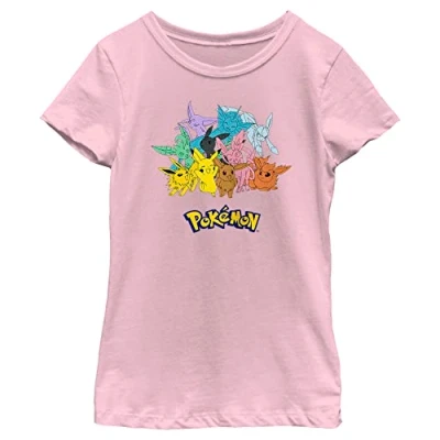 Image of Fifth Sun Kids&#039; Gotta Catch Eeveelutions Girls T Shirt, Light Pink, L
