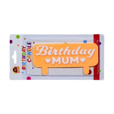 Image of Birthday Mum Candle Happy for Cake Decoration Perfect Mother&#039;s Celebration (Pastel Orange)