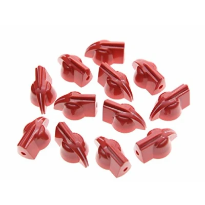 Image of Dopro Pack of 12 Raised Vintage set screw Guitar AMP Chicken Head/Effect pointer Knob Red
