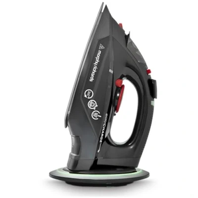 Image of Morphy Richards EasyCHARGE + Cordless Steam Iron, Ceramic Non Stick Soleplate, 130g Boost, 33g Output, 350ml Water Tank, Anti Drip, Auto Scale, Shut off, 2m Cord, 2400W, Black, 303251