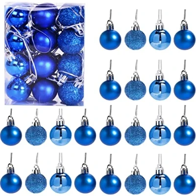 Image of 30mm/12Pcs Christmas Baubles Shatterproof Blue, Tree Decorations Ball Ornaments Balls Xmas Hanging Holiday Decor Shiny,Matte,Glitter