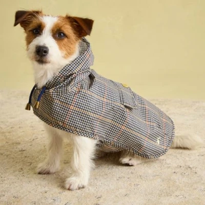 Image of Rosewood Joules Henson Check Packaway Jacket for Dogs, Small, Washable, Lightweight &amp; Portable, Rain/Water Resistant Dog Coat Small Dogs