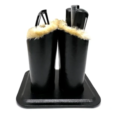 Image of KOSTOO Eyeglasses Holder with PU Leather Velvet Plush, Protective Leopard Sunglasses Household Pencil Stand Case for Home Office and School