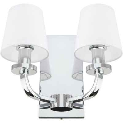 Image of New York 2 Light Wall Lamp With Shade Silver, E14